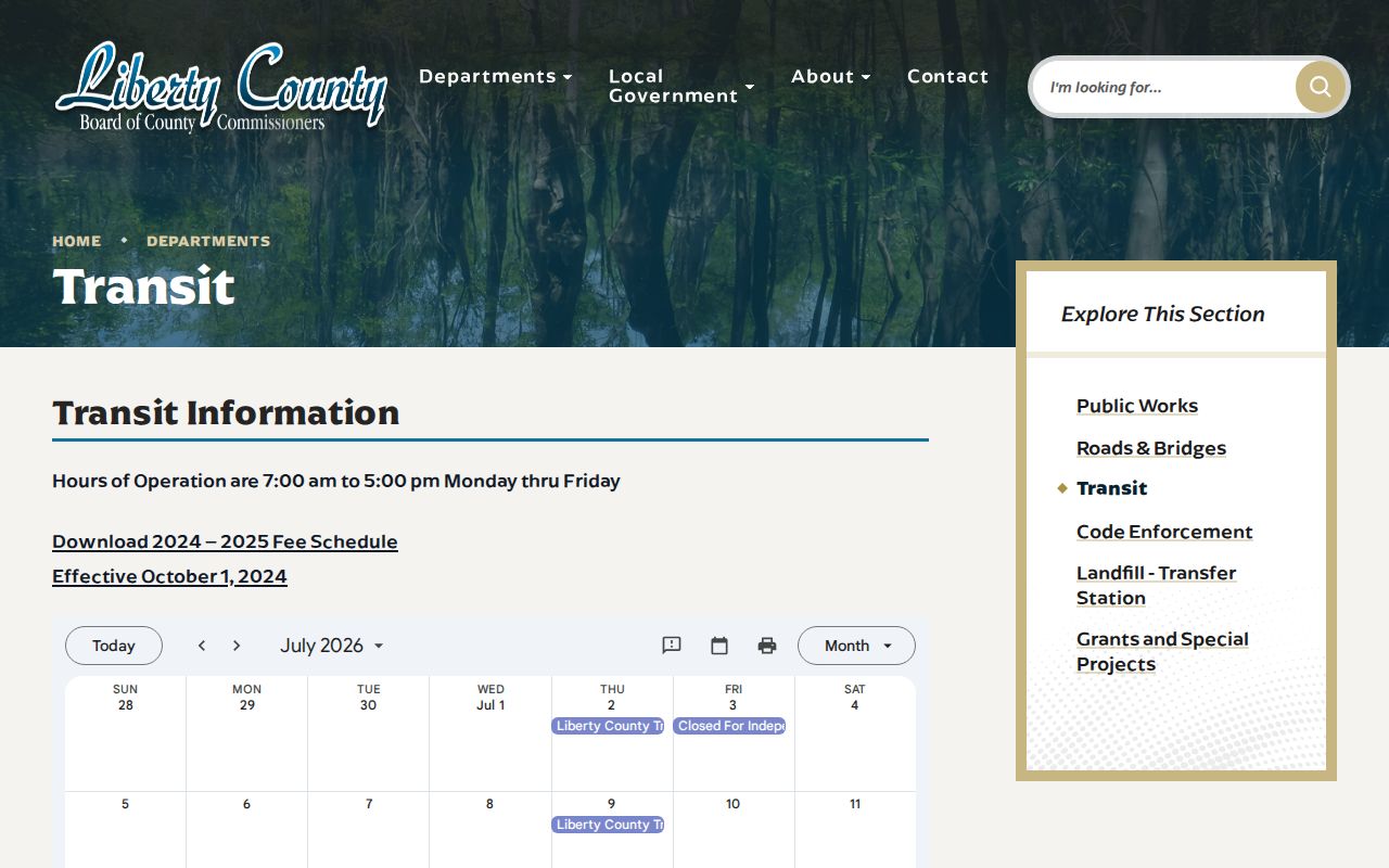 Liberty County transit information after a 24 hour jail release