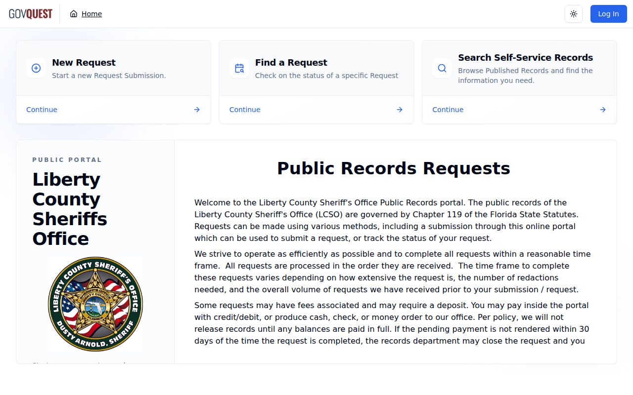 Liberty County 24 hour release record request portal