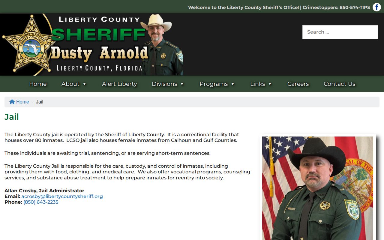 Liberty County Jail release contact page